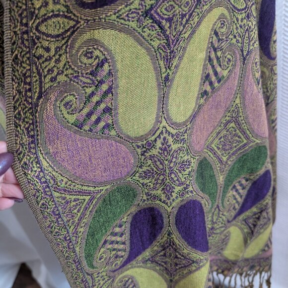 Pashmina Cashmere Silk Blend Paisley Firenze Italy Scarf Wrap Shawl - Picture 3 of 9